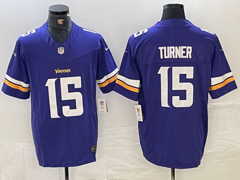 Men Minnesota Vikings #15 Turner Purple Three generations 2024 Nike Vapor F.U.S.E. Limited NFL Jersey->minnesota vikings->NFL Jersey